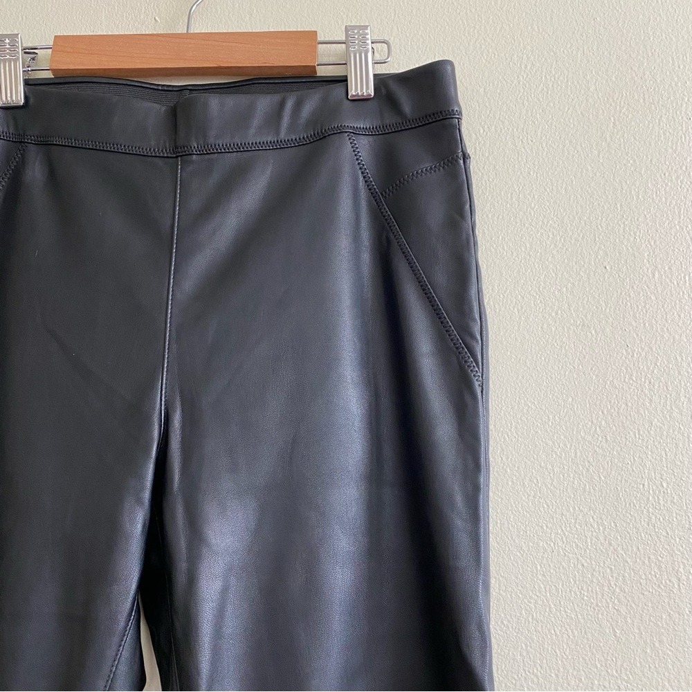 Free People Vegan Leather Biker Leggings Black High Rise Skinny Pull On Size 26 - Picture 7 of 11